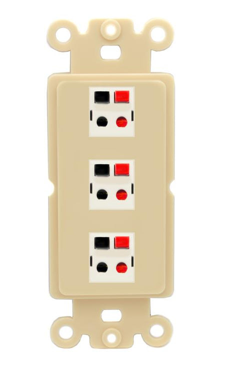 RiteAV 3 Port Speaker Wire Plug Jack Wall Plate - Rocker [Ivory/Ivory]