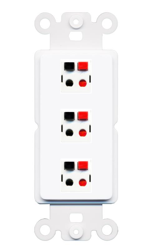 RiteAV 3 Port Speaker Wire Plug Jack Wall Plate - Rocker [White]