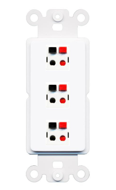 RiteAV 3 Port Speaker Wire Plug Jack Wall Plate - Rocker [White]