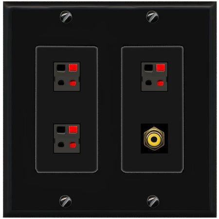 RiteAV 3.1 Speaker Female-Female Wall Plate with 1 x RCA for Subwoofer - 2 Gang [Black/Black]