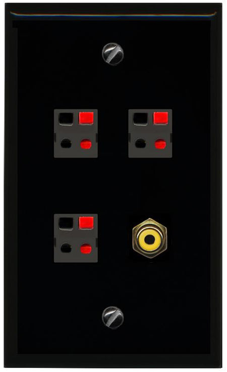 RiteAV 3.1 Speaker Female-Female Wall Plate with 1 x RCA for Subwoofer - Flat [Black/Black]