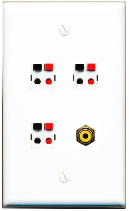 RiteAV 3.1 Speaker Female-Female Wall Plate with 1 x RCA for Subwoofer - Flat [White]