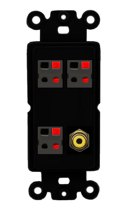 RiteAV 3.1 Speaker Female-Female Wall Plate with 1 x RCA for Subwoofer - Rocker [Black/Black]
