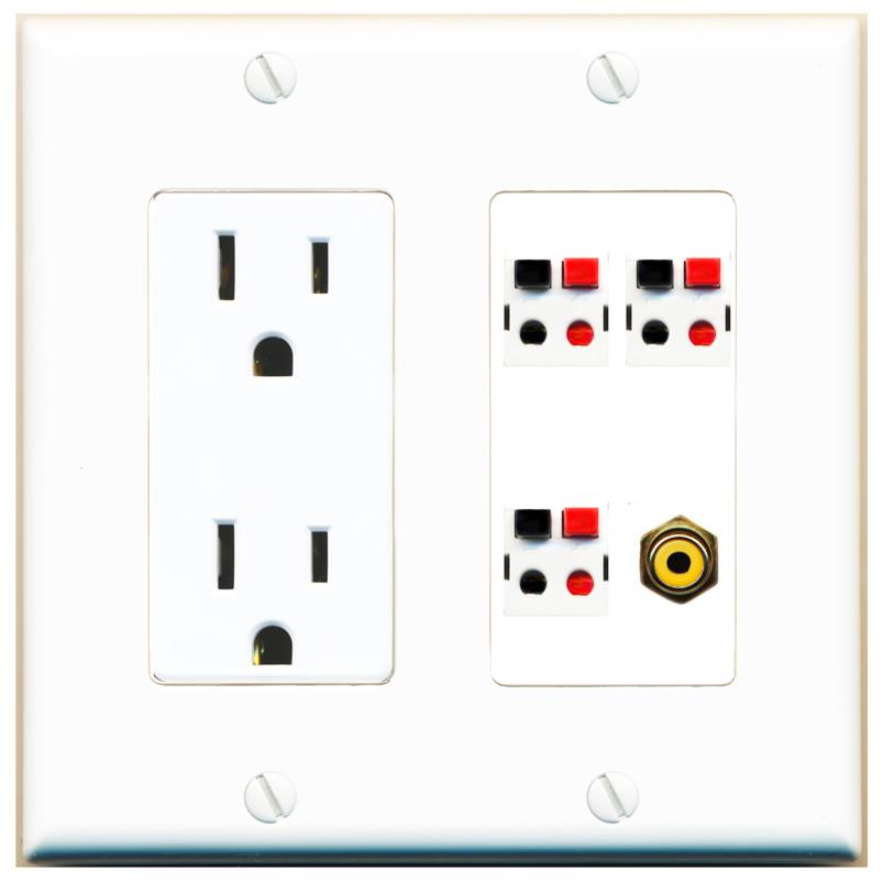 RiteAV 3.1 Speaker Female-Female Wall Plate with 1 x RCA for Subwoofer - Outlet [White]
