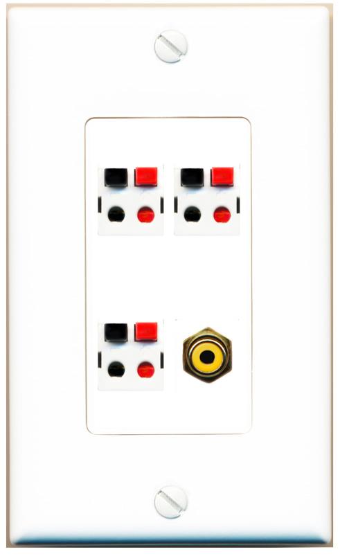 RiteAV 3.1 Speaker Female-Female Wall Plate with 1 x RCA for Subwoofer - 1 Gang [White]