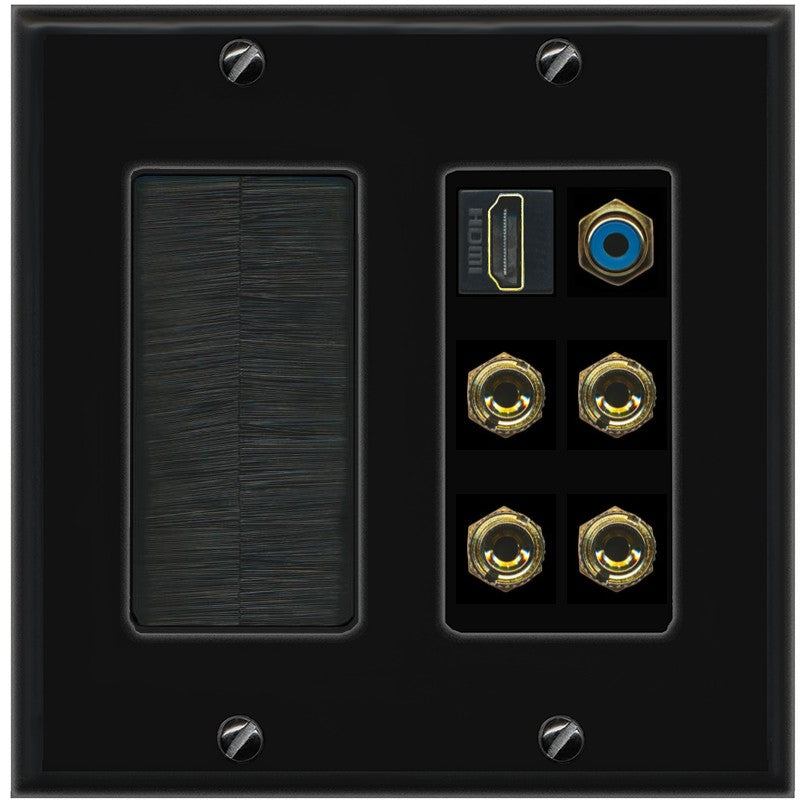 RiteAV 2 Speaker 4 Banana Binding Post HDMI RCA Wall Plate - 2 Gang - Thumbnail 3