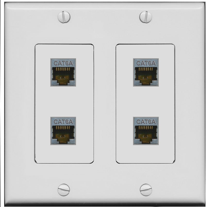 RiteAV - 4 Port Cat6A Ethernet Wall Plate - 2 Gang [Gray/Gray]