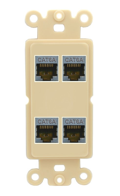 RiteAV - 4 Port Cat6A Ethernet Wall Plate - Rocker [Ivory/Ivory]