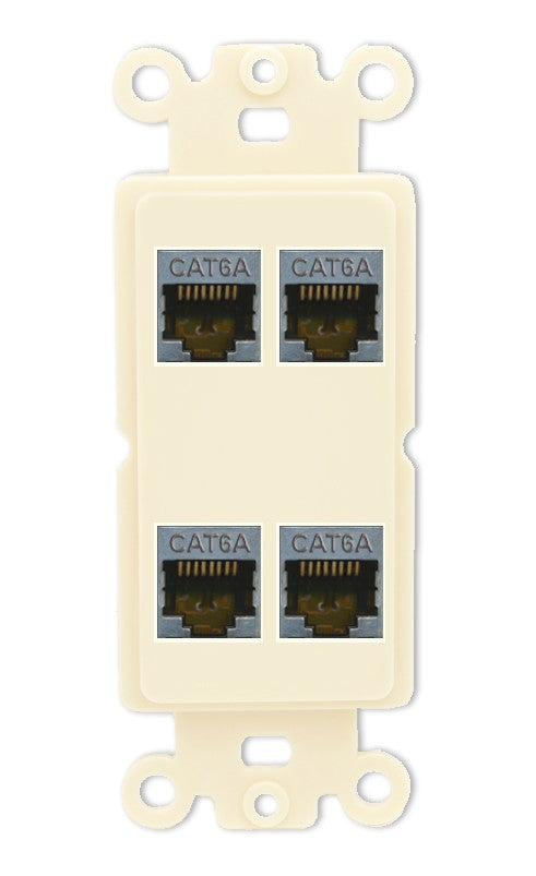 RiteAV - 4 Port Cat6A Ethernet Wall Plate - Rocker [Light-Almond]