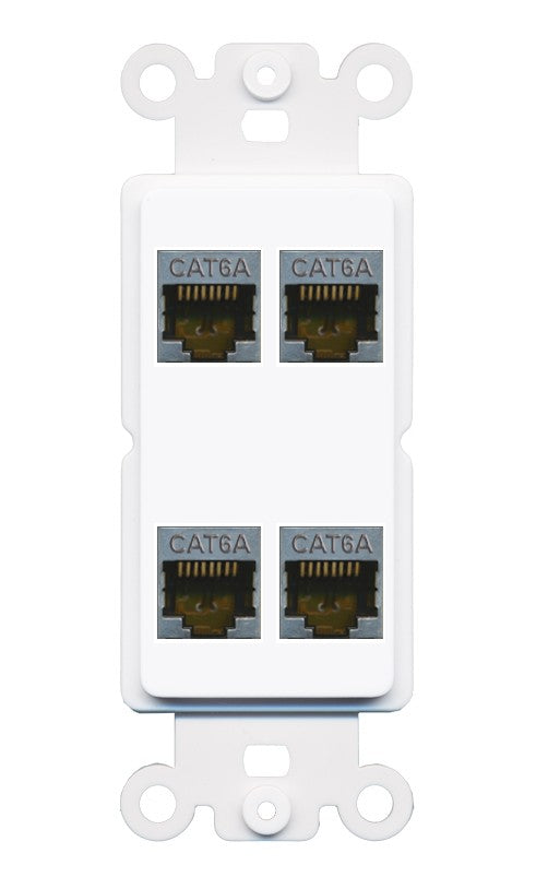 RiteAV - 4 Port Cat6A Ethernet Wall Plate - Rocker [White]
