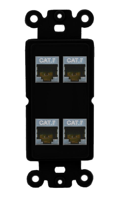 RiteAV 4 Port Cat7 Shielded Ethernet Wall Plate - Rocker [Black/Black]