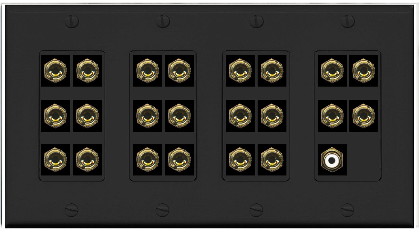 RiteAV 11.1 Surround Sound Speaker 22 Banana Port Wall Plate w/RCA Female Connector - 4 Gang