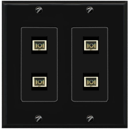 RiteAV 4 Port SC Fiber Optic Simplex Multimode Wall Plate - 2 Gang [Black/Black]