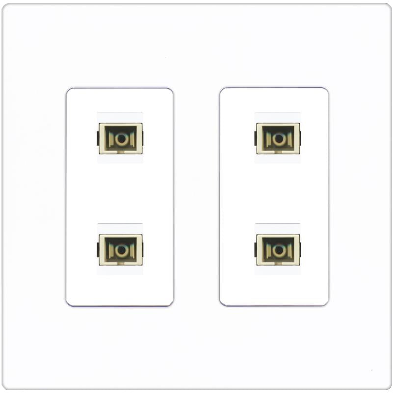 RiteAV 4 Port SC Fiber Optic Simplex Multimode Wall Plate - 2 Gang [Screwless White]