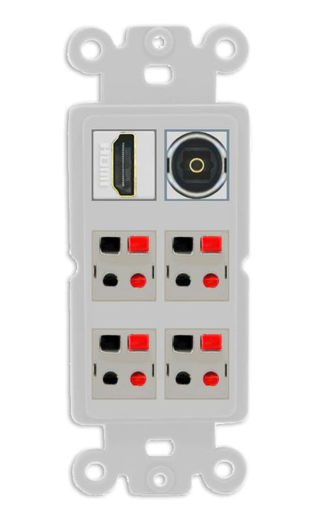 RiteAV 4 Speaker 1 HDMI Toslink Wall Plate - Rocker [Gray/Gray]