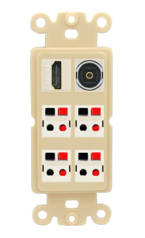 RiteAV 4 Speaker 1 HDMI Toslink Wall Plate - Rocker [Ivory/Ivory]