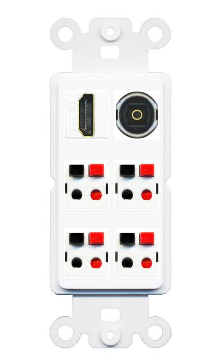 RiteAV 4 Speaker 1 HDMI Toslink Wall Plate - Rocker [White]