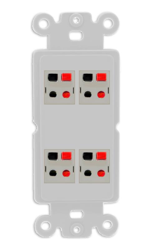 RiteAV 4 Port Speaker Wire Plug Jack Wall Plate - Rocker [Gray/Gray]