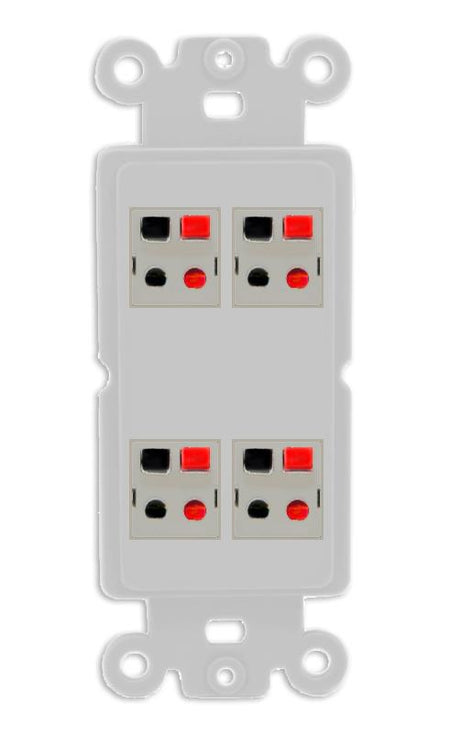 RiteAV 4 Port Speaker Wire Plug Jack Wall Plate - Rocker [Gray/Gray]