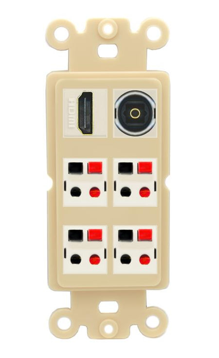 RiteAV 4 Speaker 1 Toslink HDMI Wall Plate - Rocker [Ivory/Ivory]