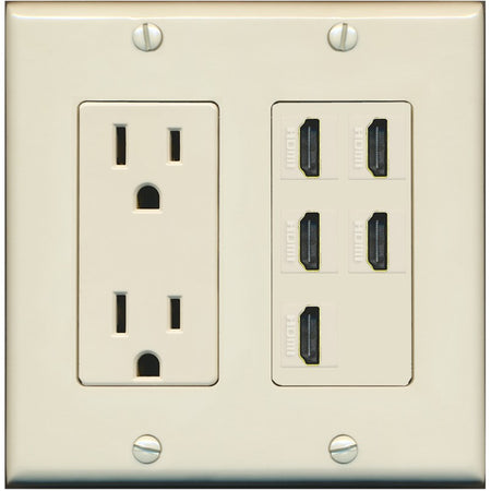 RiteAV 5 Port HDMI Wall Plate - Outlet [Light-Almond]