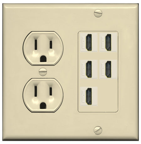 RiteAV 5 Port HDMI Wall Plate - Round Outlet [Ivory/Ivory]