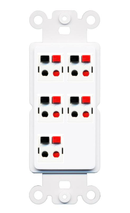 RiteAV 5 Port Speaker Wire Plug Jack Wall Plate - Rocker [White]