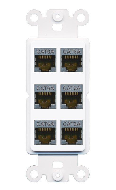 RiteAV - 6 Port Cat6A Ethernet Wall Plate - Rocker [White]
