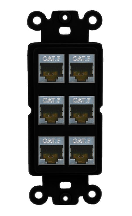 RiteAV 6 Port Cat7 Shielded Ethernet Wall Plate - Rocker [Black/Black]
