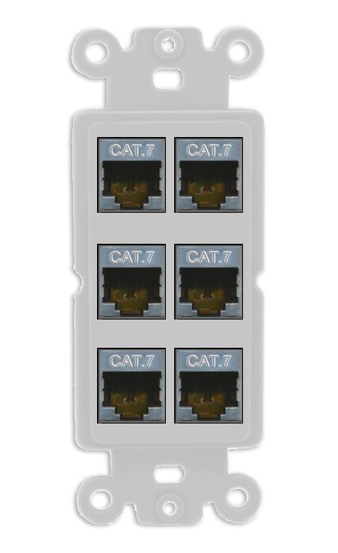 RiteAV 6 Port Cat7 Shielded Ethernet Wall Plate - Rocker [Gray/Gray]