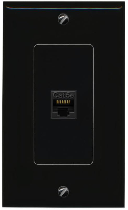 RiteAV 1 Gang Decorative 1 Port Cat5e Wall Plate - 1 Gang [Black/Black]