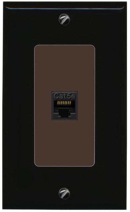 RiteAV 1 Gang Decorative 1 Port Cat5e Wall Plate - 1 Gang [Black/Brown]