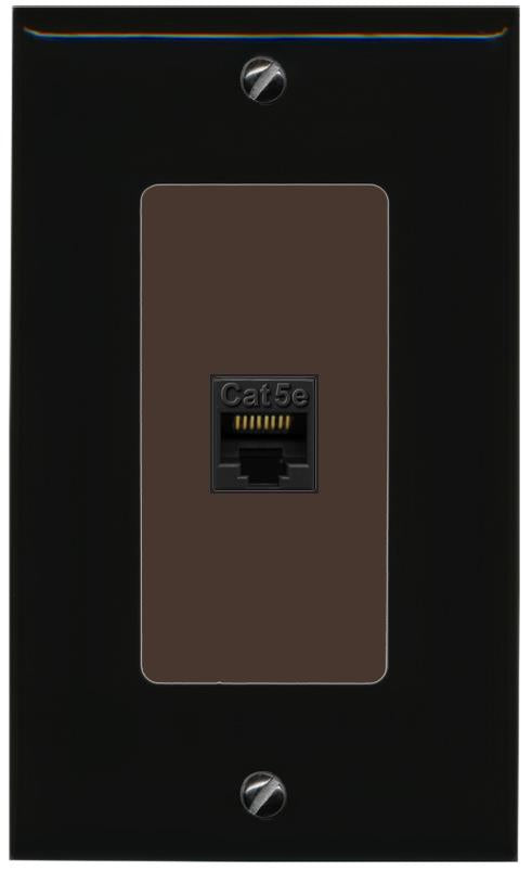 RiteAV 1 Gang Decorative 1 Port Cat5e Wall Plate - 1 Gang [Black/Brown]