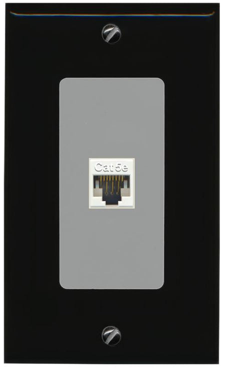 RiteAV 1 Gang Decorative 1 Port Cat5e Wall Plate - 1 Gang [Black/Gray]