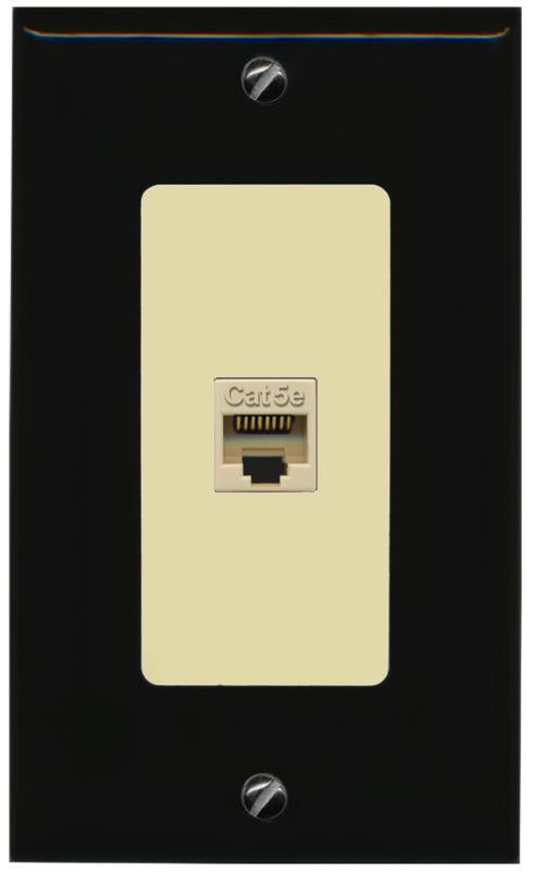 RiteAV 1 Gang Decorative 1 Port Cat5e Wall Plate - 1 Gang [Black/Ivory]