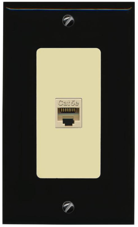 RiteAV 1 Gang Decorative 1 Port Cat5e Wall Plate - 1 Gang [Black/Ivory]