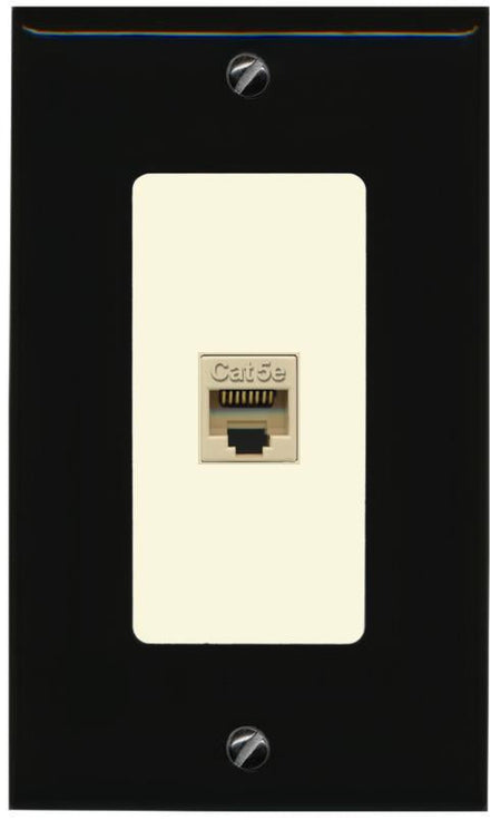 RiteAV 1 Gang Decorative 1 Port Cat5e Wall Plate - 1 Gang [Black/Light-Almond]