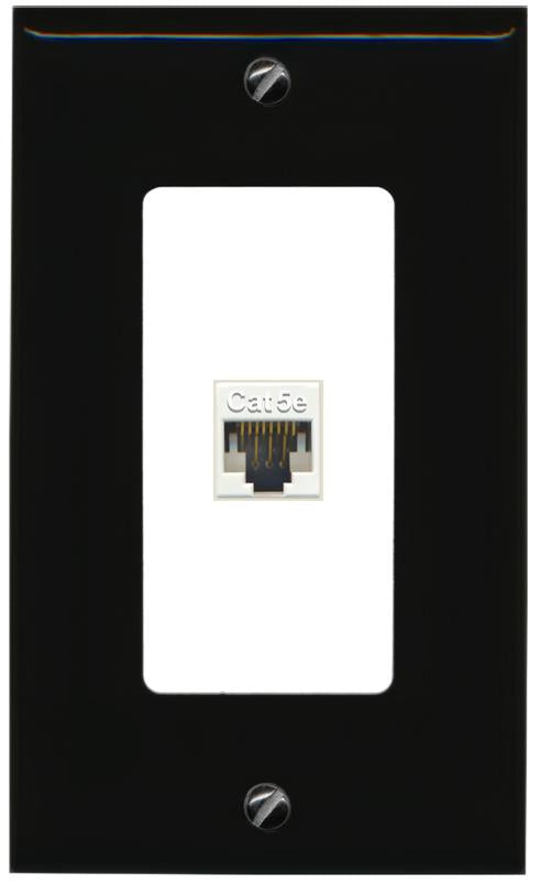 RiteAV 1 Gang Decorative 1 Port Cat5e Wall Plate - 1 Gang [Black/White]
