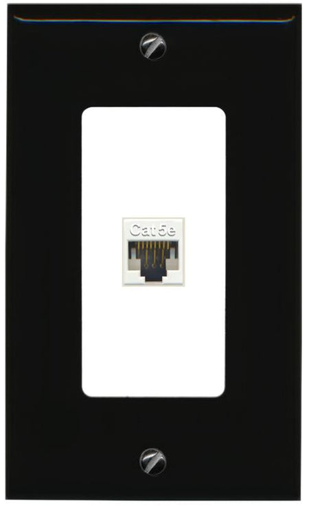 RiteAV 1 Gang Decorative 1 Port Cat5e Wall Plate - 1 Gang [Black/White]