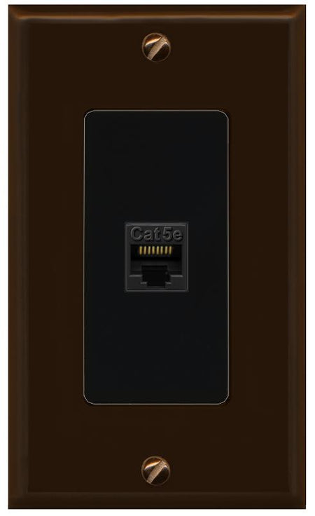 RiteAV 1 Gang Decorative 1 Port Cat5e Wall Plate - 1 Gang [Brown/Black]
