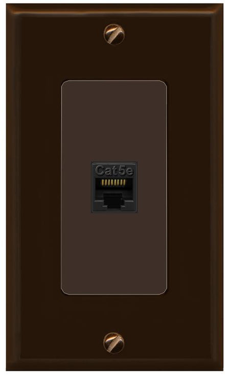 RiteAV 1 Gang Decorative 1 Port Cat5e Wall Plate - 1 Gang [Brown/Brown]