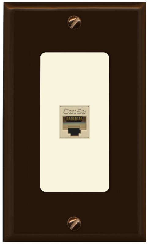 RiteAV 1 Gang Decorative 1 Port Cat5e Wall Plate - 1 Gang [Brown/Light-Almond]