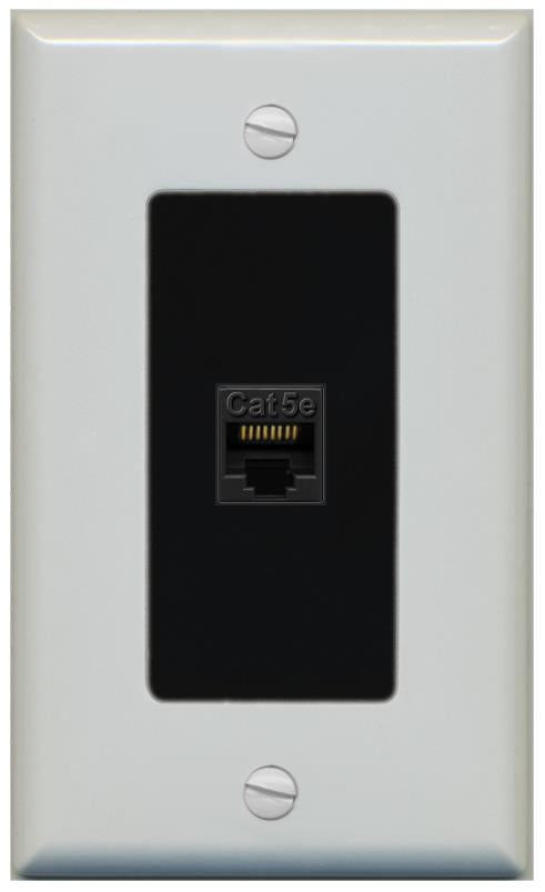 RiteAV 1 Gang Decorative 1 Port Cat5e Wall Plate - 1 Gang [Gray/Black]