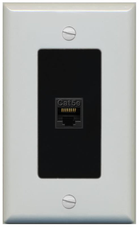 RiteAV 1 Gang Decorative 1 Port Cat5e Wall Plate - 1 Gang [Gray/Black]