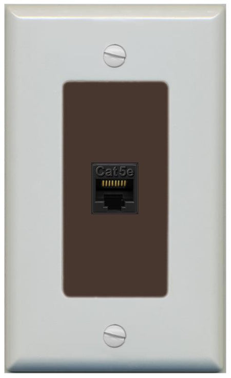 RiteAV 1 Gang Decorative 1 Port Cat5e Wall Plate - 1 Gang [Gray/Brown]