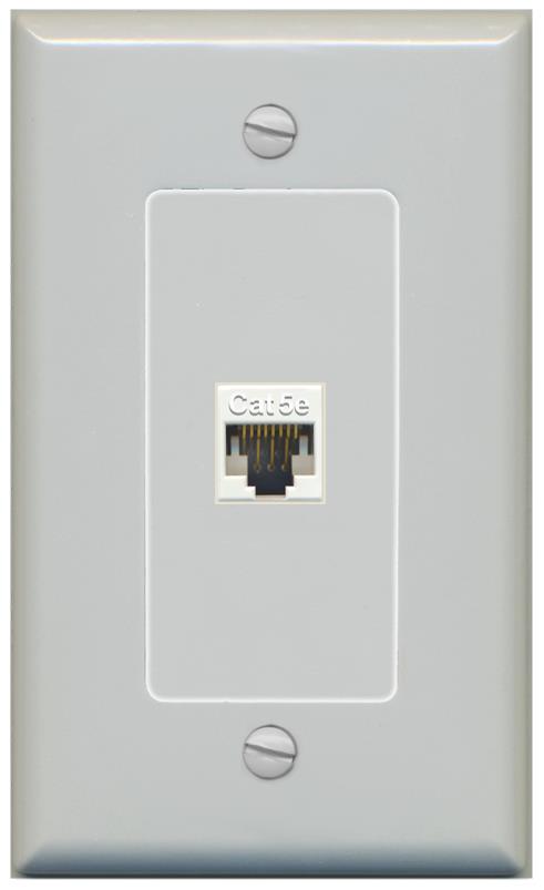 RiteAV 1 Gang Decorative 1 Port Cat5e Wall Plate - 1 Gang [Gray/Gray]