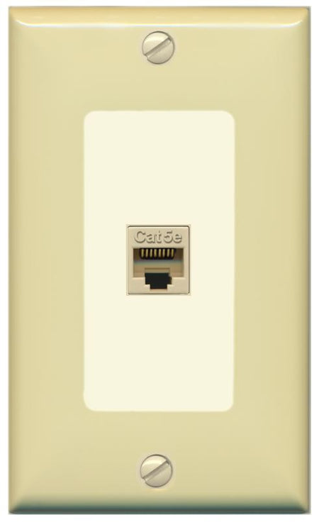 RiteAV 1 Gang Decorative 1 Port Cat5e Wall Plate - 1 Gang [Ivory/Light-Almond]