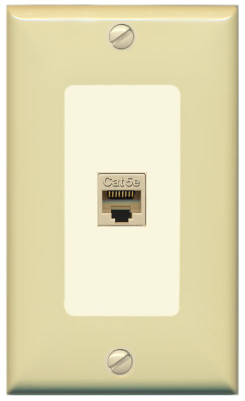 RiteAV 1 Gang Decorative 1 Port Cat5e Wall Plate - 1 Gang [Ivory/Light-Almond]