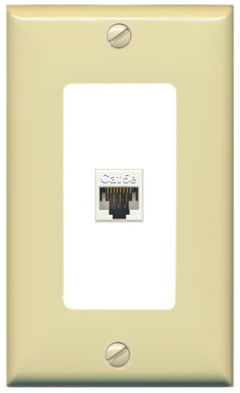 RiteAV 1 Gang Decorative 1 Port Cat5e Wall Plate - 1 Gang [Ivory/White]