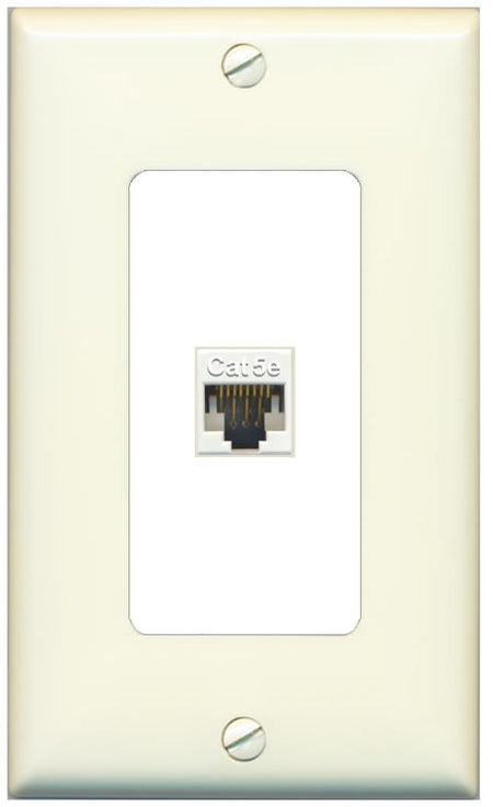 RiteAV 1 Gang Decorative 1 Port Cat5e Wall Plate - 1 Gang [Light-Almond/White]